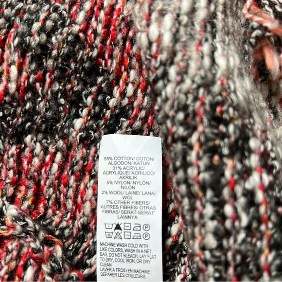 Lucky Brand Chevron Knit Southwestern Knit Fringe Duster Open Front Sweater L - Picture 12 of 13